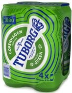 Пиво Tuborg Green светлое фильтрованное ж/б 4 шт. 4,6% 2 л