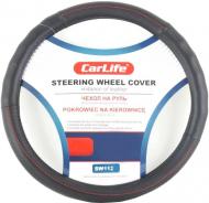 Чехол на руль CarLife черный с красной нитью SW112L