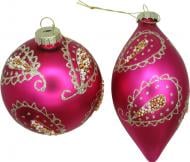 Игрушка на елку YANCHENG BUYU куля/дзиґа скляна пір'їна d8 см фуксия