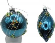 Іграшка на ялинку YANCHENG BUYU куля/бурулька скляна смужка d8 см синій