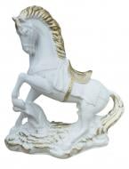 Статуетка Наша Кераміка Кінь з сідлом 36х33х33 см білий перламутровий