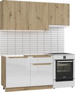 Кухня Грейд Сільвер МДФ 1,8м дуб артізан/білий/дуб артізан