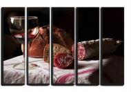 Картина модульная Бокал красного вина 140x89 см Hotel Arizona HD CNVS-5-IFR-Red Wine Glass Bread-