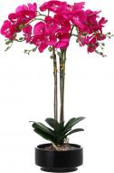 Цветок искусственный Орхидея розовая в черном керамическом горшке 62 см