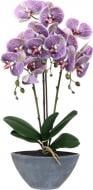 Цветок искусственный Орхидея фиолетовая в сером меламиновом горшке 51 см