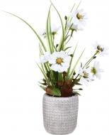 Растение искусственное Космея в бетонном горшке 24,5 см.