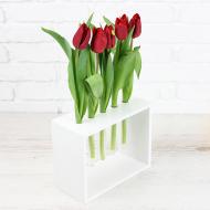 Ваза деревянная Стеклоприбор на 5 пробирок 60х180х110 мм 18 см белая