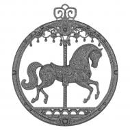 Прикраса новорічна MIS LT Коник-карусель 12 см срібний