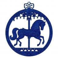 Прикраса новорічна MIS LT Коник-карусель 12 см синій