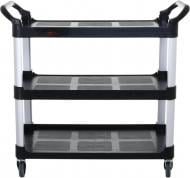 Тележка сервировочная 3 полки черная UFB 925x480х960 мм пластик/нержавеющая сталь