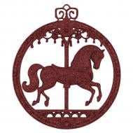 Прикраса новорічна MIS LT Коник-карусель 12 см червоний