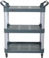 Тележка сервировочная 3 полки серая UFB 880x410х725 мм пластик/нержавеющая сталь