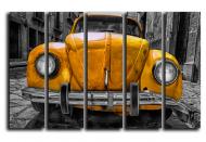 Картина модульная Желтый Volkswagen ретро 140x89 см Hotel Arizona HD CNVS-5-IFR-Rusty Yello VW Beeetl