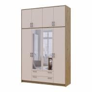Шафа для одягу Doros Ронді з високою антресолею та дзеркалом 4ДСП 2600х1600х520 мм дуб артізан / кашемір Шафа для одягу Doros Ронді з високою антресолею та дзеркалом 4ДСП 2600х1600х520 мм дуб артізан / кашемір