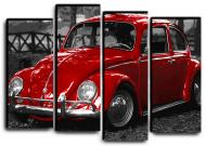 Картина модульная ретро авто VW Жук 112x82 см Hotel Arizona HD 4-532743841-VW B-32x44-RED