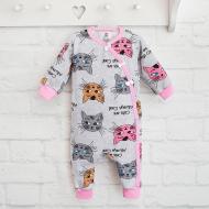 Комбинезон детский для девочки Blanka Коты р.74-80 серый 110658