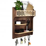 Ключница Wood Wedge настенная из дерева 45x36x10 см