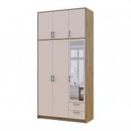 Шафа для одягу Doros Ронді з високою антресолею та дзеркалом 3ДСП 2600х1210х520 мм дуб артізан / кашемір Шафа для одягу Doros Ронді з високою антресолею та дзеркалом 3ДСП 2600х1210х520 мм дуб артізан / кашемір