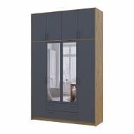 Шкаф для одежды Doros Ронди с высокой антресолью и зеркалом 4ДСП 2600х1600х520 мм дуб артизан / графит