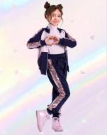 Бомбер для девочки PURPURINO с пайетками р.122 темно-синий 5004/122