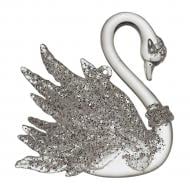 Прикраса новорічна MIS LT Лебідь 12 см прозорий із білим