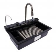Мойка для кухни + смеситель Valeso EVANORA 7546 матовая Черная