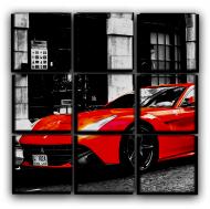 Картина модульная Красный Ferrari F12 Berlinetta 77x77 см Hotel Arizona HD C-9-I- Red Ferrari F12 Berlinett