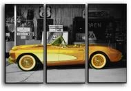 Картина модульная Chevrolet Corvette 1959 шоссе Route 66 84x56 см Hotel Arizona HD CNVS-3-IFR-Vintage Car-22x33