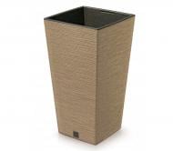 УЦІНКА! Горщик для квітів Prosperplast Furu Eco Wood 350 мм високий з вкладишем бежевий 60215-4665 (УЦ №2519)