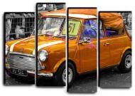 Картина модульная золотой Mini Cooper ретро 112x82 см Hotel Arizona HD CNVS-4-IFR-Vintage Car Mini Coop