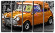 Картина модульная золотой Mini Cooper ретро 140x89 см Hotel Arizona HD CNVS-5-IFR-Vintage Car Mini Coop