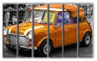 Картина модульная золотой Mini Cooper ретро 171x112 см Hotel Arizona HD CNVS-6-IFR-Vintage Car Mini Coop
