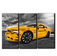 Картина модульная Ford Mustang желтый спорткар 84x56 см Hotel Arizona HD 3-18413343888-MUSC-22x33-YELLO