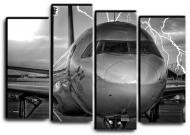 Картина модульна Літак в грозу 112x82 см Hotel Arizona HD CNVS-4-IFR-Private Jet-32x44