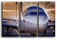 Картина модульная Самолет в грозу сепия 84x56 см Hotel Arizona HD CNVS-3-IFR-Private Jet(C)-22x33