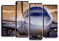 Картина модульна Літак в грозу сепія 112x82 см Hotel Arizona HD CNVS-4-IFR-Private Jet(C)-32x44