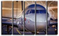 Картина модульная Самолет в грозу сепия 140x89 см Hotel Arizona HD CNVS-5-IFR-Private Jet(C)-35x55