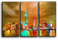 Картина модульная Город Гонконг 84x56 см Hotel Arizona HD CNVS-3-IFR-Shanghai Inverted-22x