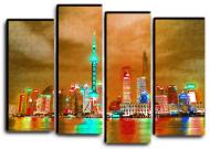 Картина модульная Город Гонконг 112x82 см Hotel Arizona HD CNVS-4-IFR-Shanghai Inverted-32x