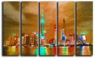 Картина модульная Город Гонконг 140x89 см Hotel Arizona HD CNVS-5-IFR-Shanghai Inverted-35x