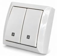 Выключатель накладной двухклавишный UP! (Underprice) с подсветкой белый 2209 WHITE