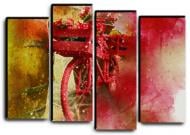 Картина модульная Букет в корзине 112x82 см Hotel Arizona HD CVS-4-IFR-Bicycle Red Flowers-32