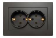 Розетка двойная бытовая с заземлением Lezard Vesna IP20 мокко 742-2400-127B