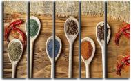 Картина модульная Красный перец и специи 140x89 см Hotel Arizona HD CVS-5-IFR-Spices in Spoons-35x55