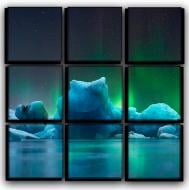 Картина модульная Северное сияние Арктика 77x77 см Hotel Arizona HD CVS-9-IFR-Northern Lights-30x30