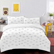 Комплект постільної білизни Basic Корона 2,0 білий із сірим La Nuit