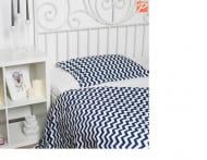 Комплект постельного белья Basic Зигзаг 2,0 белый с синим La Nuit