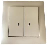 Выключатель двухклавишный двухклавишный Efapel Logus с подсветкой металлик перламутровый 21062 TPE