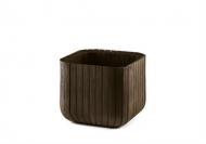 Горщик пластиковий Cube Planter M квадратний 21,5 л коричневий