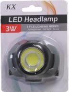 Фонарь налобный KX LP-6644B 1+3W COB LED 3хААА серый